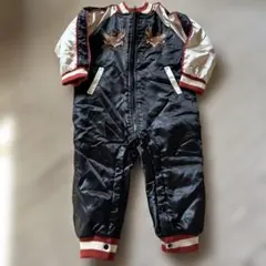 スカジャン風 中綿ジャンプスーツ ロンパース 90cm