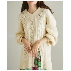 グレースコンチネンタル フード レースアップ ニット