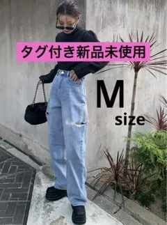 サイドカッティングデニムパンツ[cu273] Mサイズ タグ付き新品 試着のみ