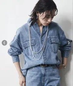 Chic styleライトオンスデニムシャツ　5L デニムシャツ 大きいサイズ