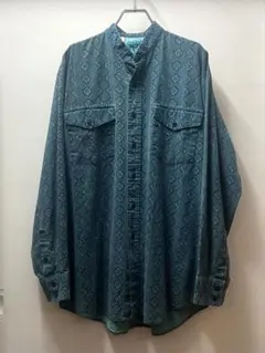 80-90s 総柄スタンドカラーシャツ XLのサムネイル