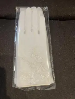 ウェディンググローブ ホワイト 花柄刺繍