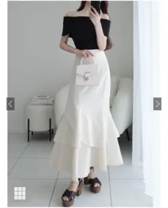 GRL ティアードフリルアシンメトリーマーメイドスカート　gc300