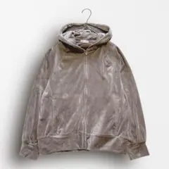 Y6240＊エッセメ ベロアジップパーカー ゆったり グレージュ L