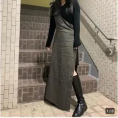 【Amiur】新品　アシンメトリーワンピース　ストライプ