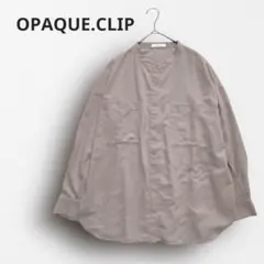 Y6338＊オペークドットクリップ オーバーサイズ長袖シャツ ベージュ L