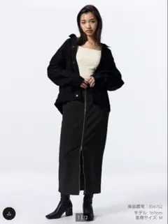 新品未使用品　GU ジーユー　フロントジップナローロングスカート　ブラック　XL