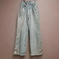 【AS KNOW AS PINKY】ワイドデニム(光沢あり)