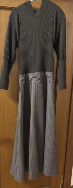 FRAY I.D(フレイアイディー)リブニットコンビチェックワンピース