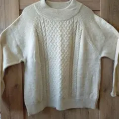 CLOSSHI ケーブル編みニットセーター LL ベージュ