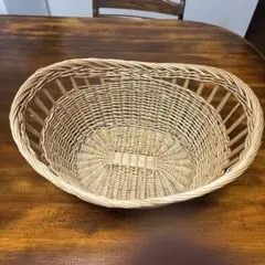 天然素材オーバルバスケット 持ち手付き