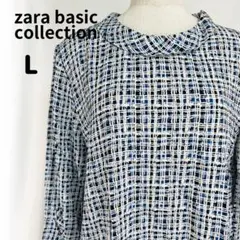 ザラ ベーシック コレクション トップス 青 チェック柄 柔らか生地 レーヨン