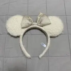 東京ディズニーリゾート2025年新作ミニーカチューシャ　ホワイト　モコモコ　冬