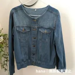 美品✨　デニムジャケット Lサイズ　ノーカラー