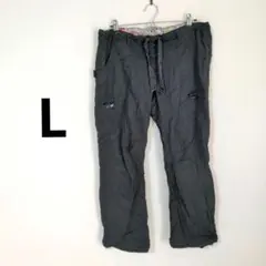 【L】　ブラック　黒　カーゴパンツ　ウエストゴム