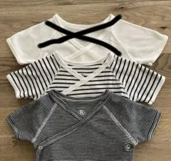 ベビー肌着 3点セット ホワイト・ストライプ