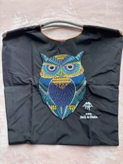 ボールアンドチェーン エコバッグ 刺繍 ストラップ無し M ブラック