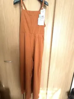 オレンジ サロペット ウエスト調整可能