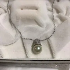 稀少★大珠本真珠K18ダイヤ付ptネックレス