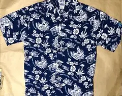 【希少】ディズニーランド アロハシャツ ネイビー ミッキー M L