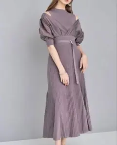 異素材ドッキングフレアワンピース【美品】マーキュリーデュオ