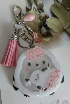 No.1661 レジン　キーホルダー　シマエナガ　さくら