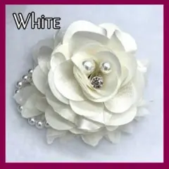2WAY コサージュ 髪飾り パール ビジュー付 フォーマル 結婚式 入学式 白