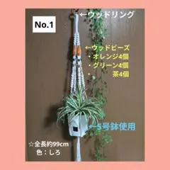 《マクラメ✿プラントハンガー》（全長約99cm／色：しろ）のサムネイル