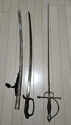 旧日本軍 指揮刀 サーベル 軍刀　二環吊　レイピア　二本セットのサムネイル