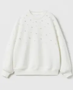 最終値下げ☆ZARAKIDS パール付きスウェット164cm　ホワイト　美品