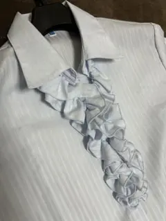 AOKI フリルワイシャツ　レディース　ブルー　11号