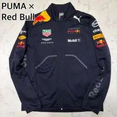 【極美品】プーマ×レッドブル　ソフトシェルジャケット　撥水加工　ロゴ　ネイビーのサムネイル