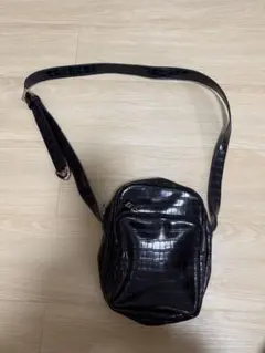 クロコダイル型押し ブラックショルダーバッグのサムネイル