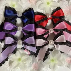 2個セット♡繰り返し使える！パールと黒サテンレースリボンのヘアゴム ヘアクリップ