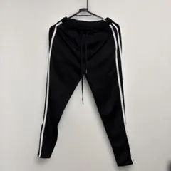 サイドストライプ ブラックジャージジョガーパンツ