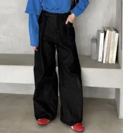 jeanasis タックデニムワイドパンツ　ブラック