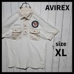 【AVIREX】 ミリタリーギミックポロシャツ　半袖　ポケット　F1069のサムネイル