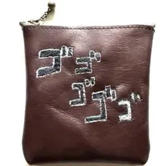 現品あり⭕️ポーチ　ゴゴゴゴゴ刺繍　本革レザー　財布　コインケース　カードケース