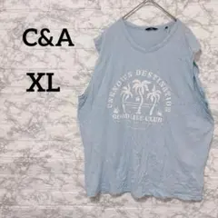 海外古着✨C&A ライトブルー ノースリーブシャツ 【XL】オーバーサイズ