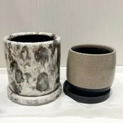 陶器製植木鉢 受け皿付き　2点セット