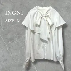 イング ブラウス ボウタイ 襟フリル 長袖 綺麗め 清楚系 大人可愛い ホワイト