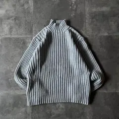 00s GAP コットンニット リブ編み 灰 M A923 無地 ハイネック