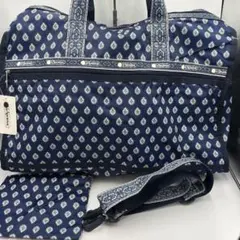 LeSportsac ボストンバッグ ネイビー 総柄