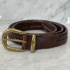 COACH コーチ ベルト メッシュベルト 本革 ブラウン 肉厚 編み込みベルト