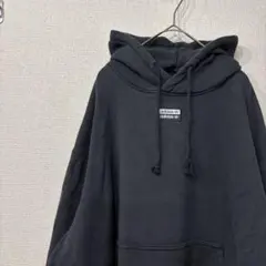 アディダス　パーカー　ロゴ　ブラック　アメリカ古着　 XL 3810