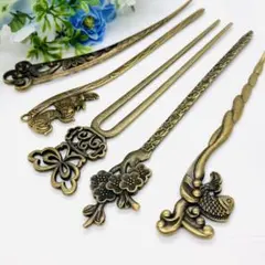 2番　5点セット、古風かんざし　ヘアピン、簪、髪飾り、着物、和装小物