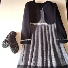 HusHusH女児120cmフォーマルドレス 黒と白のチェック柄