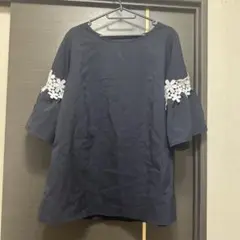 ネイビー 五分袖チュニック Ｌサイズ