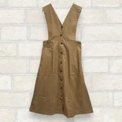 ラジエム Vネック ジャンパー スカート ベージュ ロング L