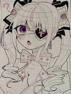 手描きイラスト　色紙　原画　一点もの　地雷量産サブカル　ゴスロリ